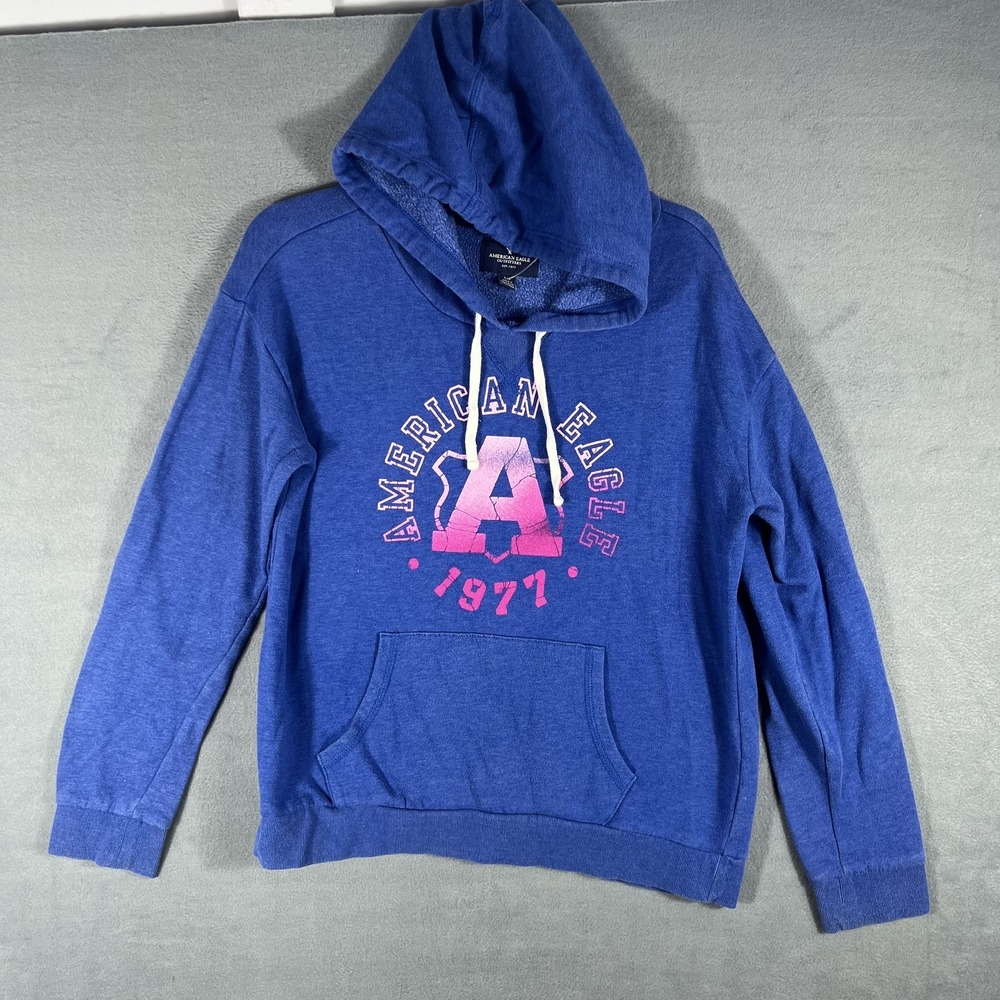 American Eagle Outfitters Women's Blue Heathered "AMERICAN EAGLE 1971" Hoodie